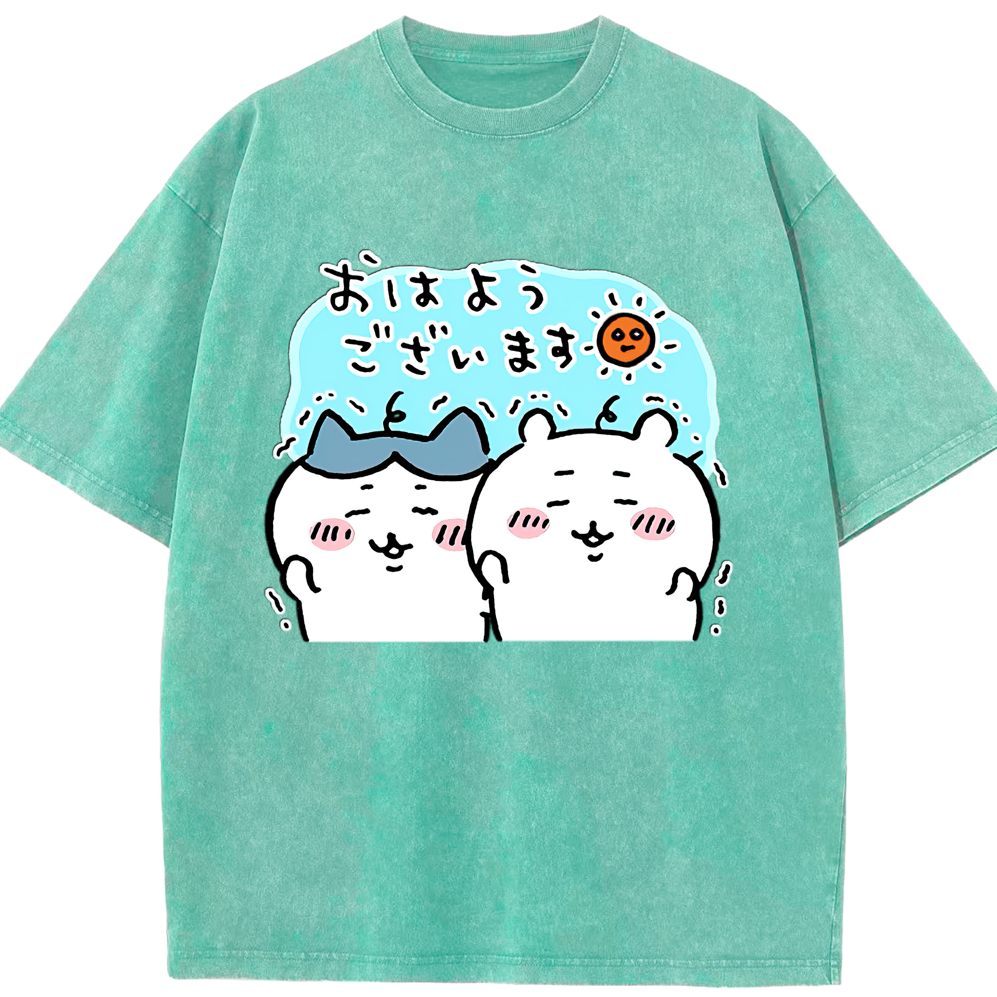 （画像用） ちいかわ ハチワレ Chii-kawa hachiware 綿100% ヴィンテージ風 半袖Tシャツ（フロントプリント）